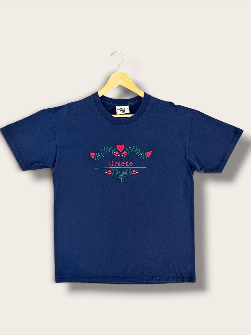 Vintage Lee Gruene Embroidered T-Shirt Navy Blue